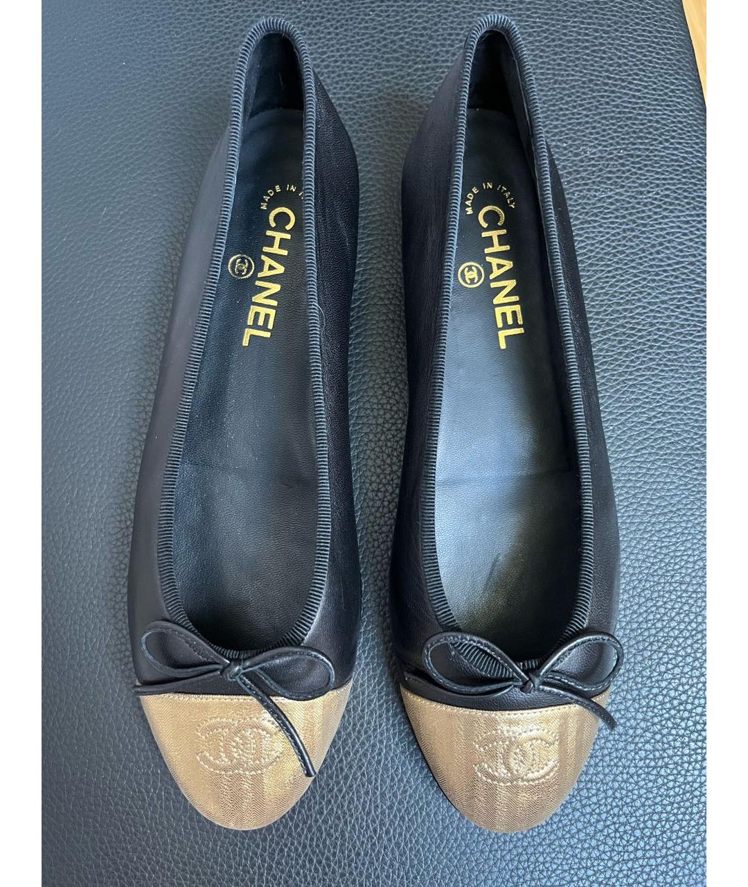 CHANEL Черные кожаные балетки, фото 9