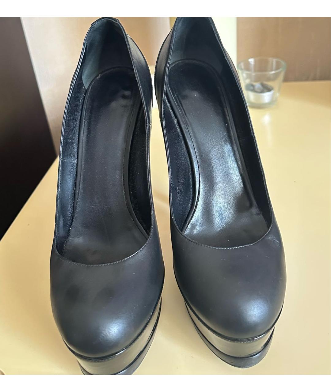 SAINT LAURENT Черные кожаные туфли, фото 2