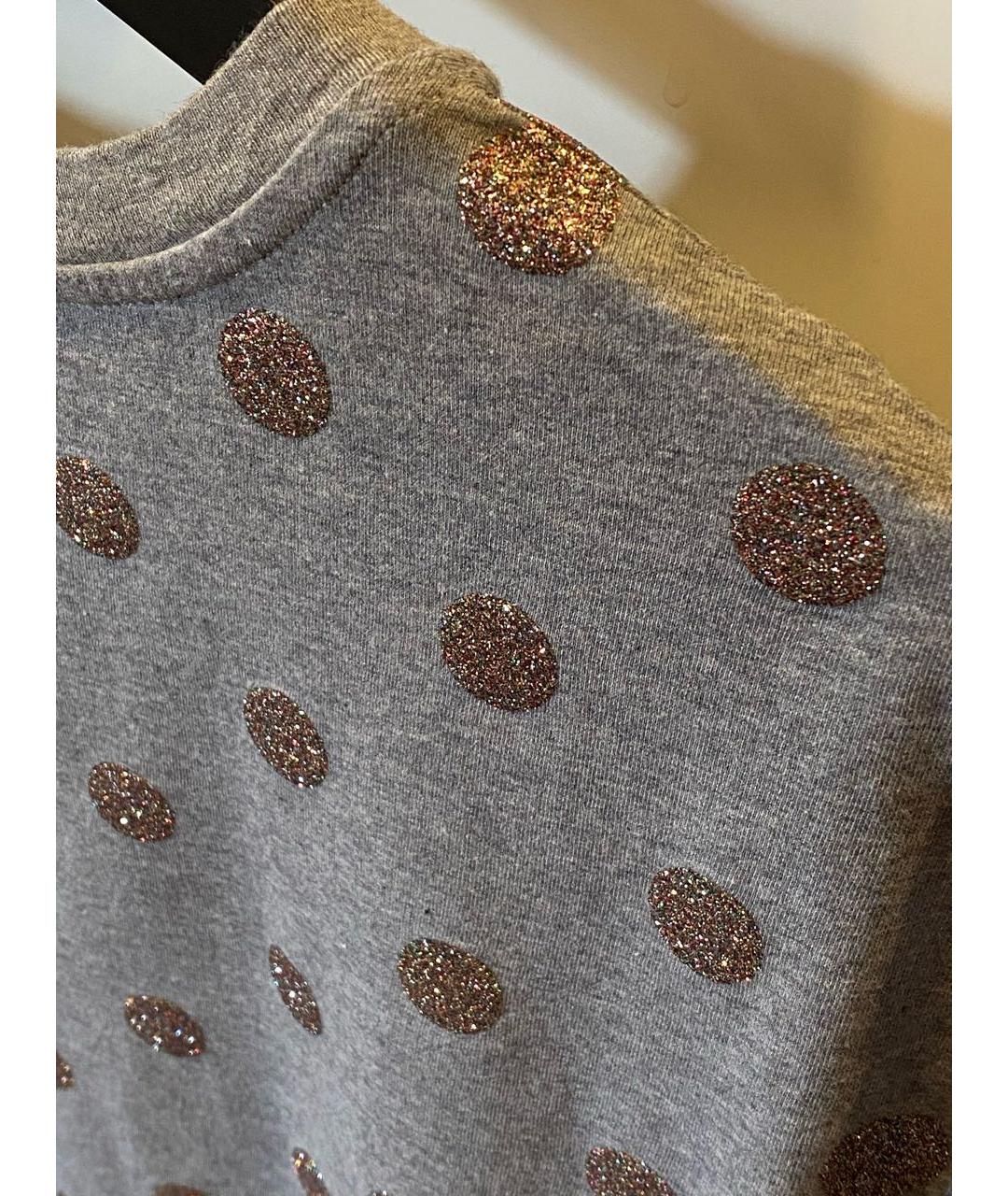 RED VALENTINO Серая хлопко-эластановая футболка, фото 5