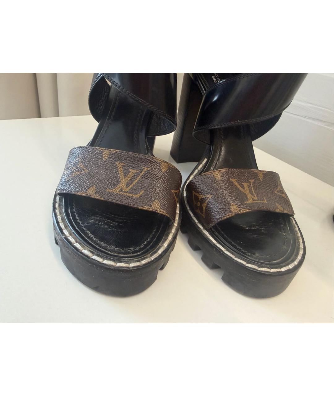 LOUIS VUITTON Коричневые кожаные босоножки, фото 8
