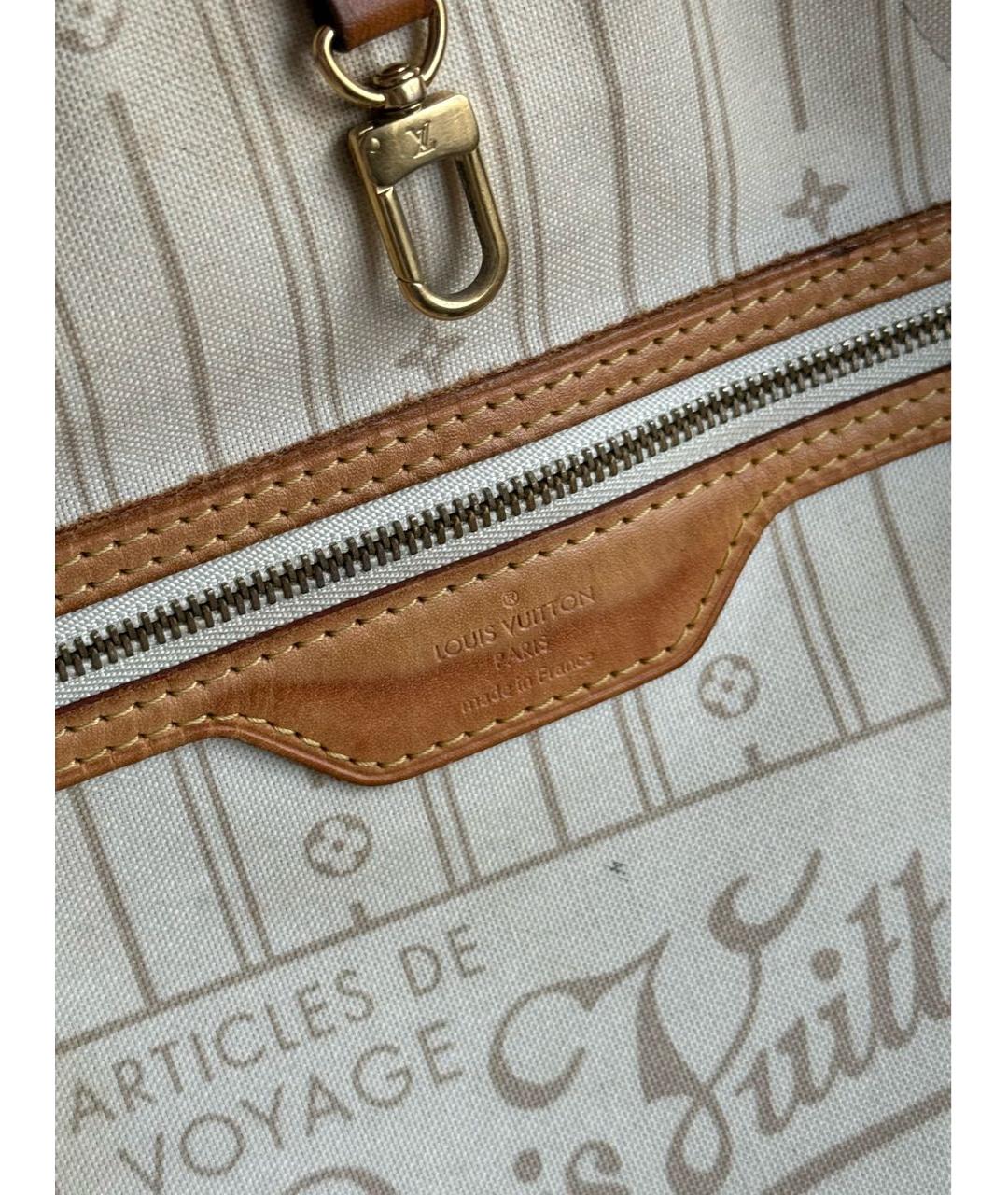 LOUIS VUITTON Белая кожаная сумка тоут, фото 4