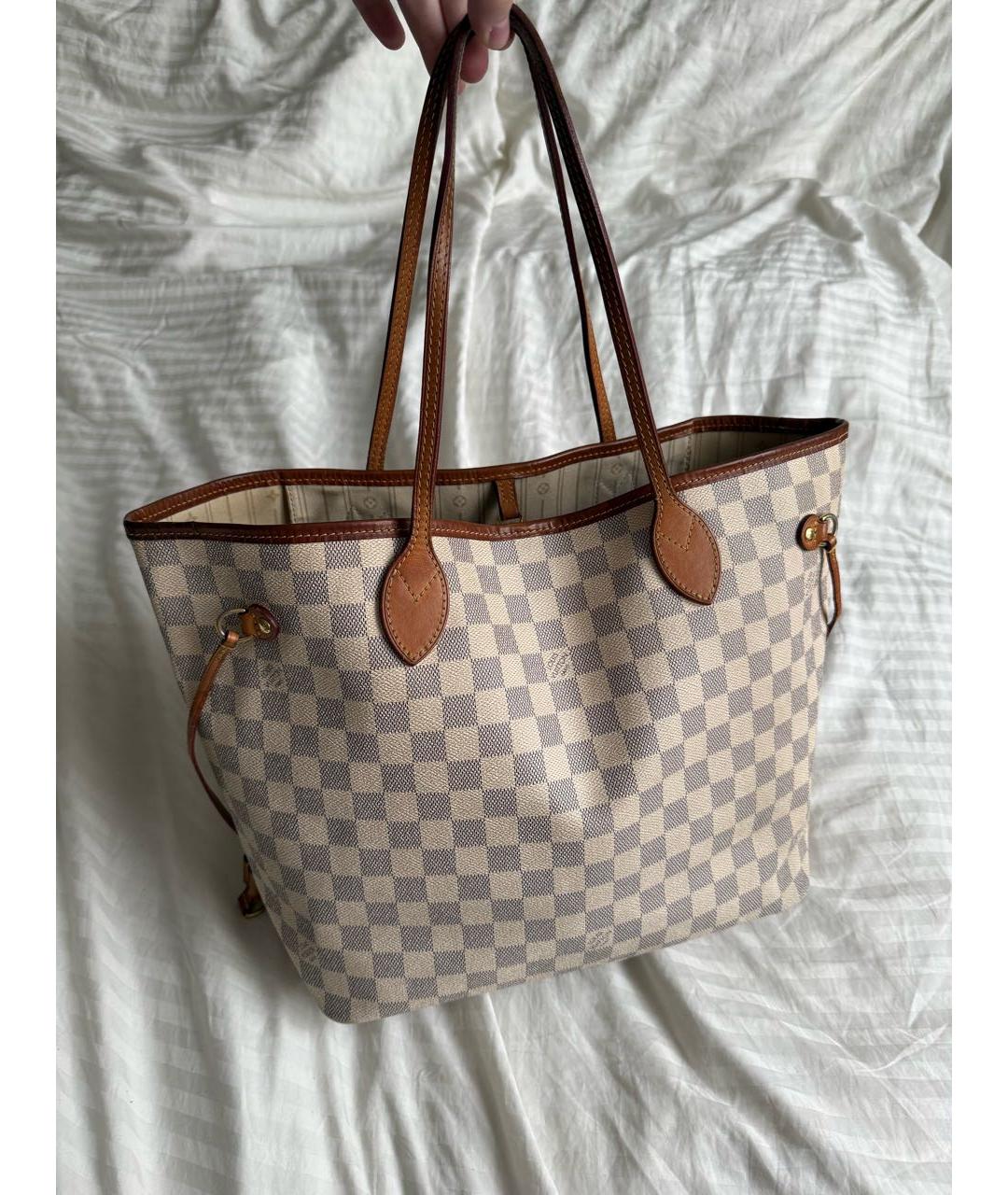LOUIS VUITTON Белая кожаная сумка тоут, фото 6