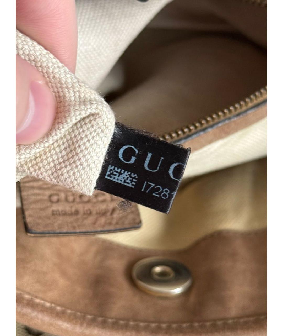 GUCCI Коричневая тканевая сумка с короткими ручками, фото 7