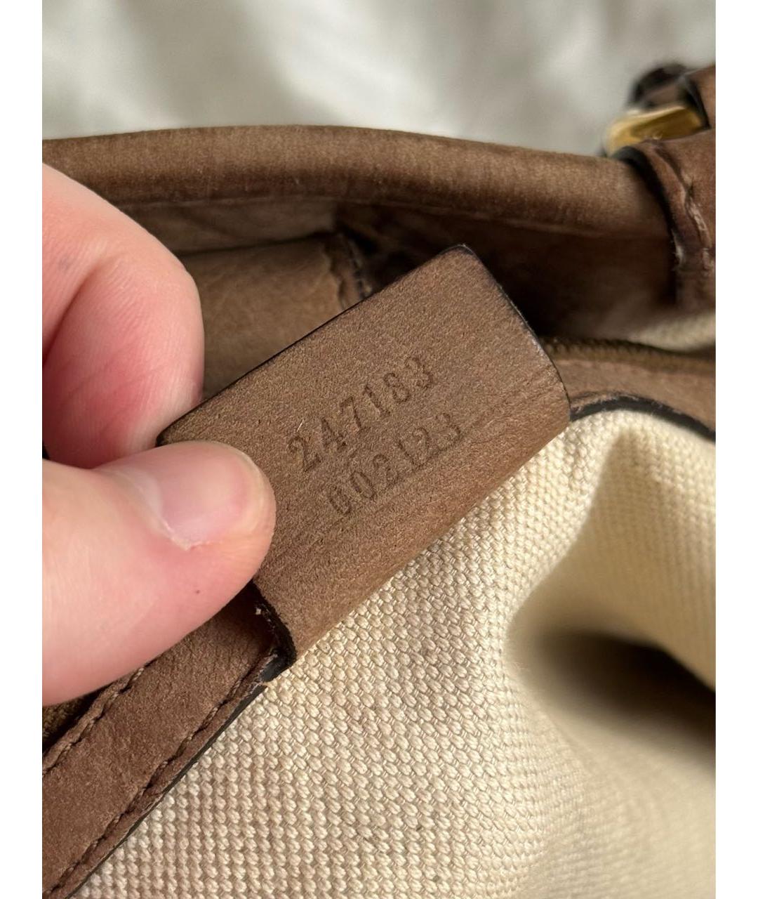 GUCCI Коричневая тканевая сумка с короткими ручками, фото 6