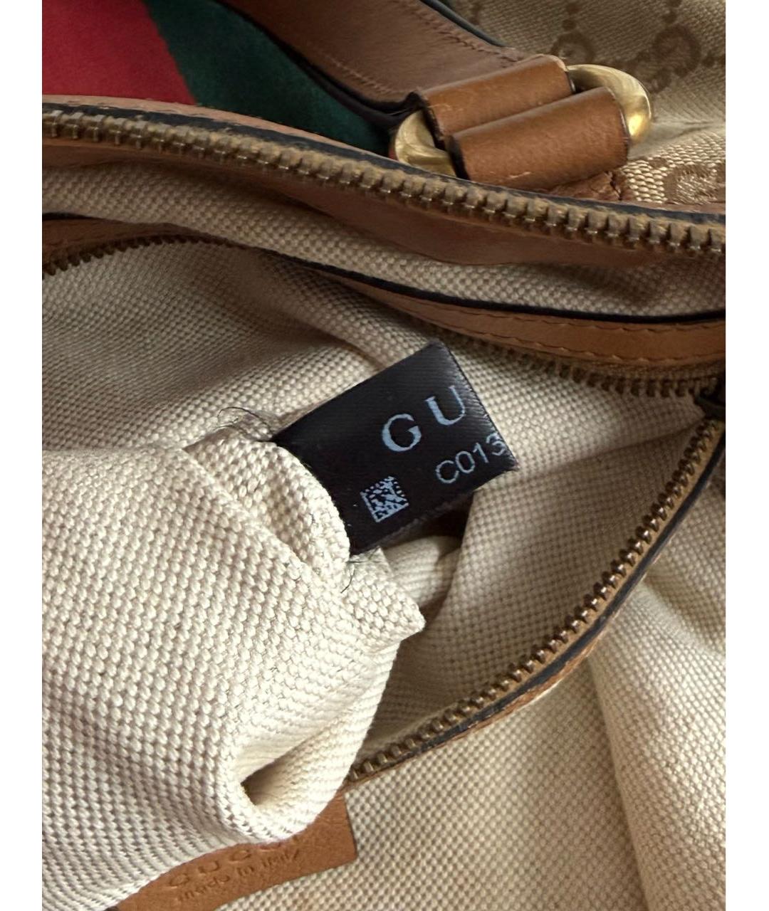 GUCCI Коричневая тканевая сумка с короткими ручками, фото 8