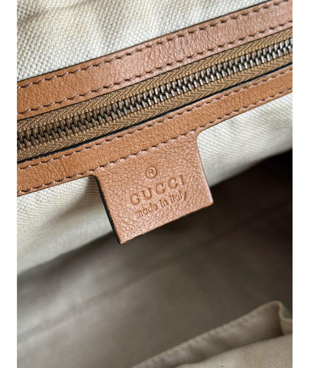 GUCCI Коричневая тканевая сумка с короткими ручками, фото 5