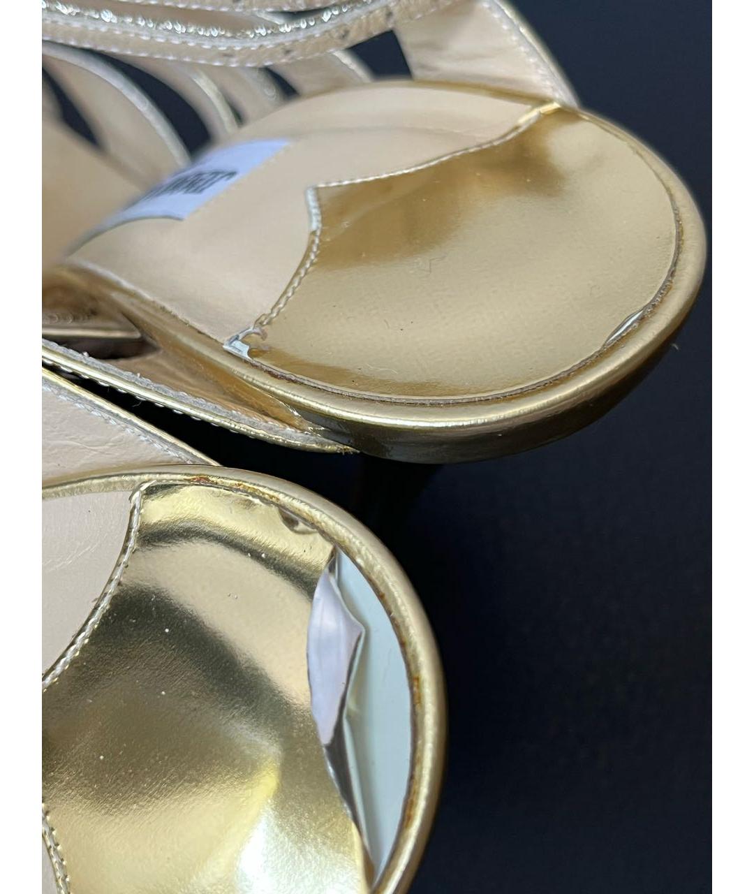 JIMMY CHOO Золотые кожаные босоножки, фото 6