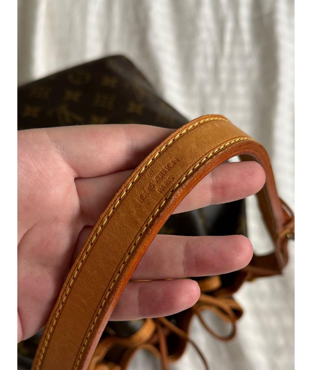 LOUIS VUITTON Коричневая кожаная сумка с короткими ручками, фото 3
