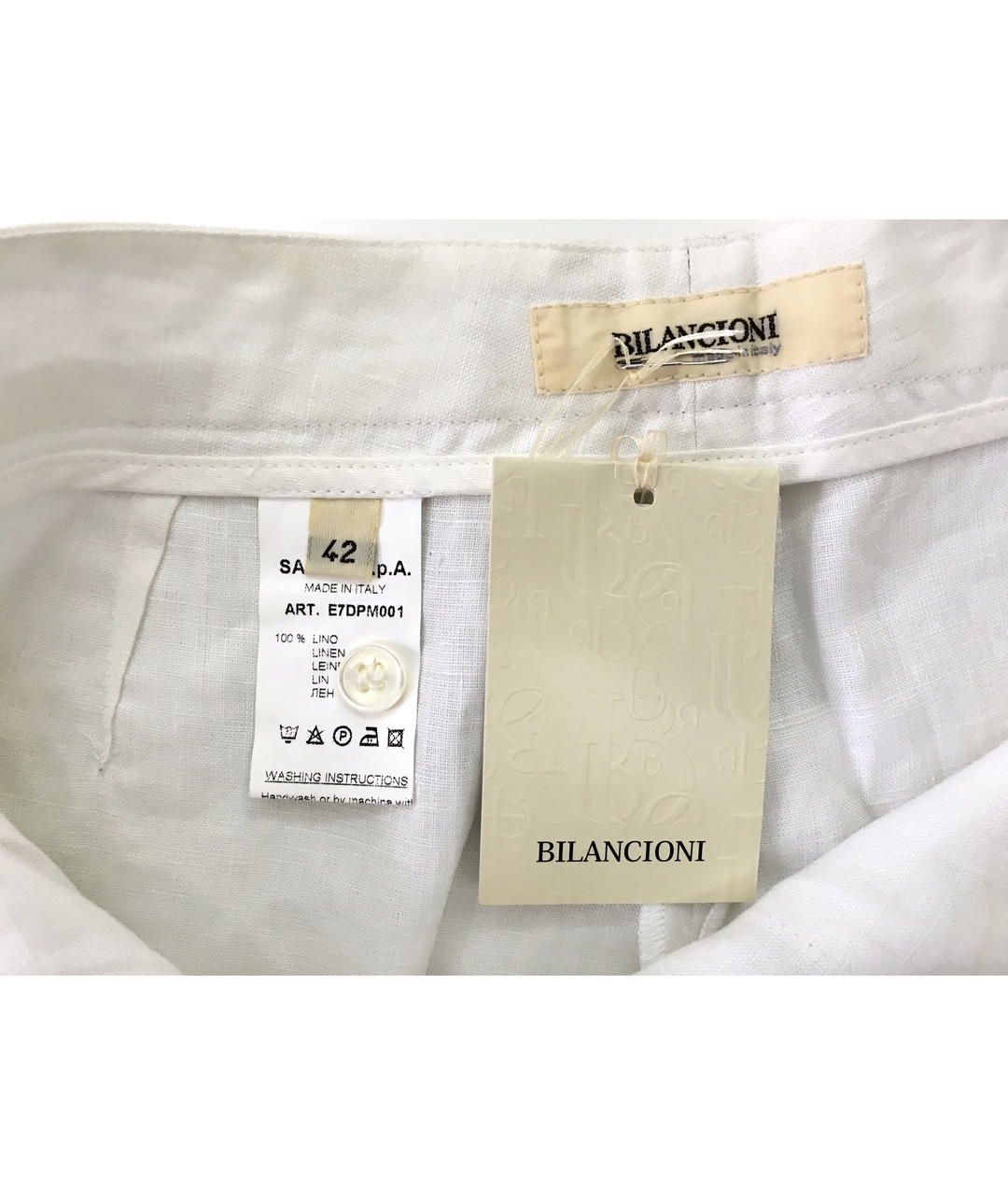 BILANCIONI Белые льняные шорты, фото 3