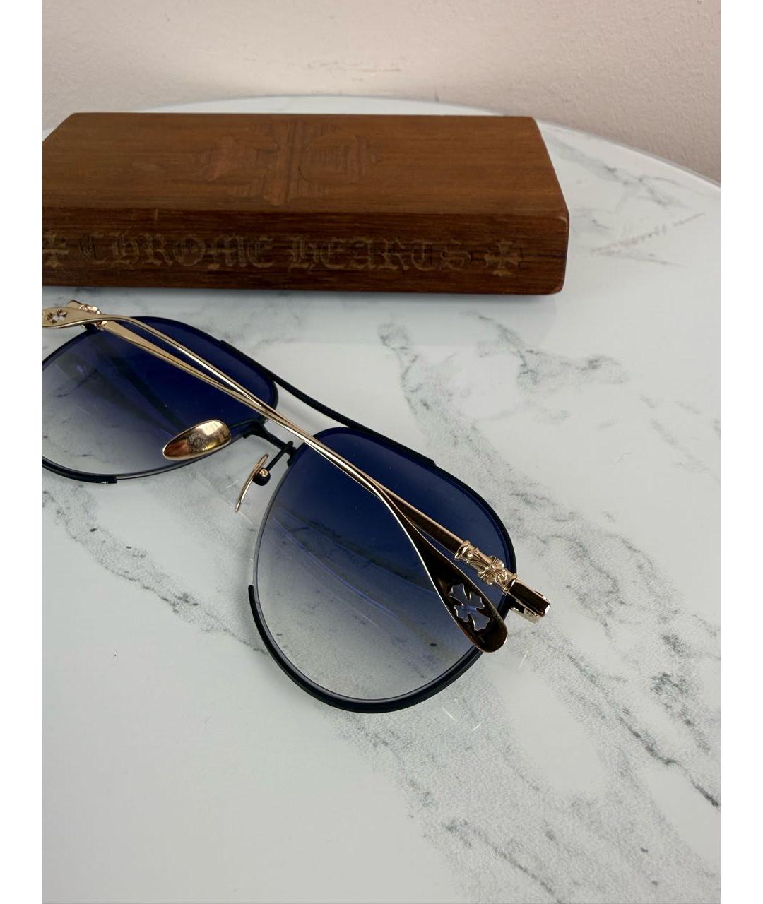 CHROME HEARTS Золотые металлические солнцезащитные очки, фото 3