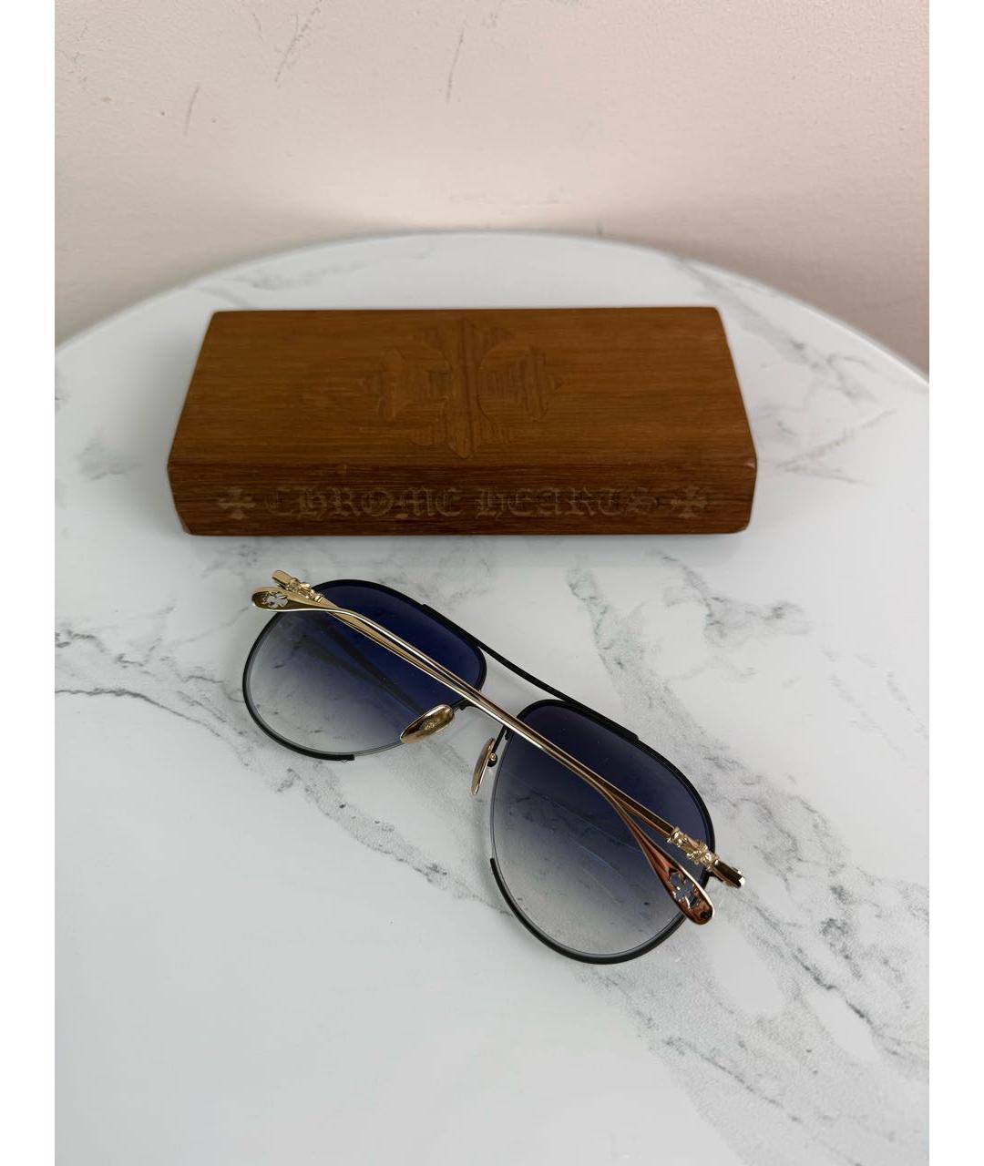 CHROME HEARTS Золотые металлические солнцезащитные очки, фото 2