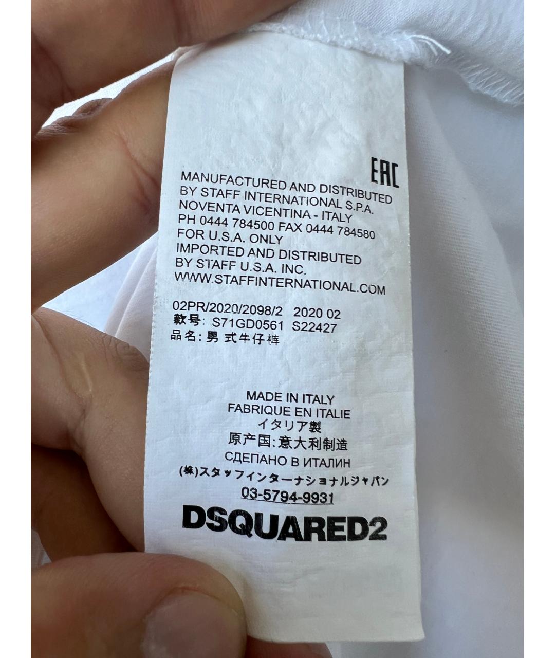DSQUARED2 Белая хлопковая футболка, фото 5