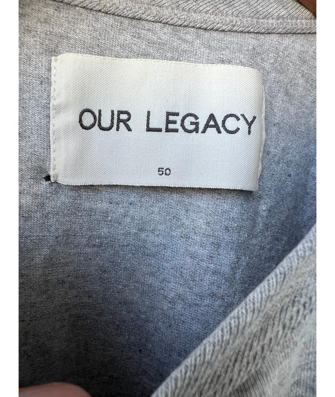 OUR LEGACY Серая хлопковая футболка, фото 2