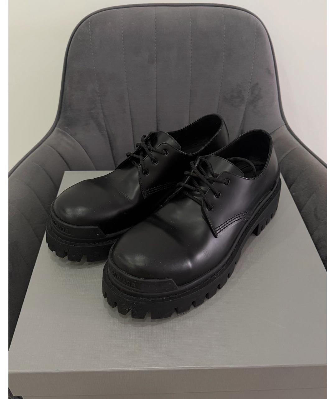 BALENCIAGA Черные кожаные низкие ботинки, фото 2