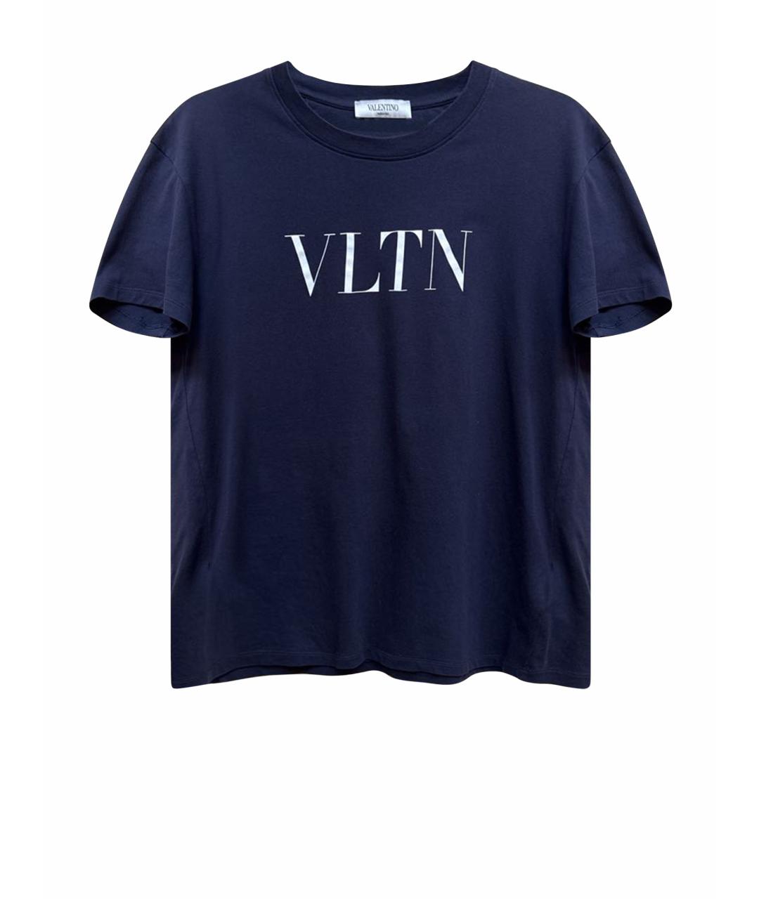 VALENTINO Темно-синяя хлопковая футболка, фото 5