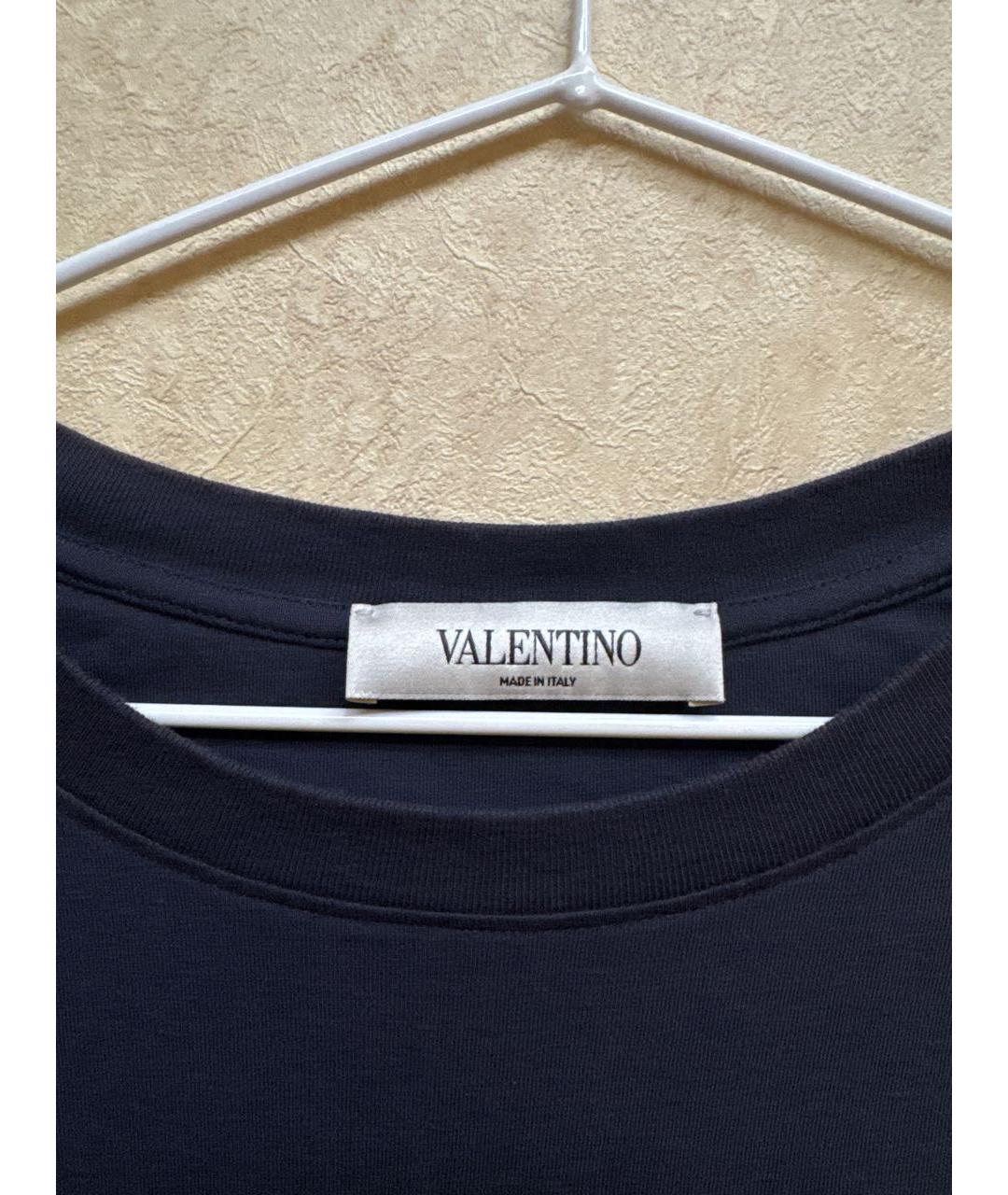 VALENTINO Темно-синяя хлопковая футболка, фото 3