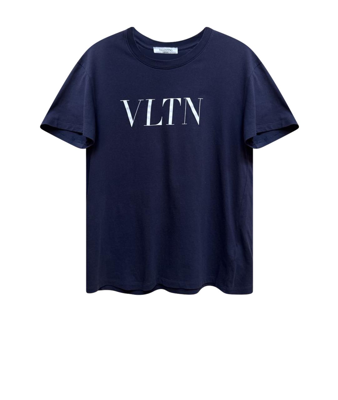 VALENTINO Темно-синяя хлопковая футболка, фото 1