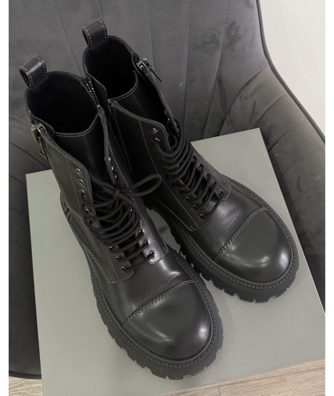 BALENCIAGA Антрацитовые кожаные высокие ботинки, фото 4