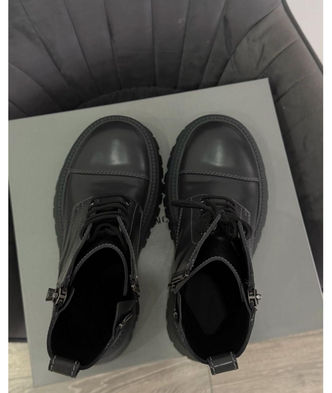 BALENCIAGA Антрацитовые кожаные высокие ботинки, фото 5