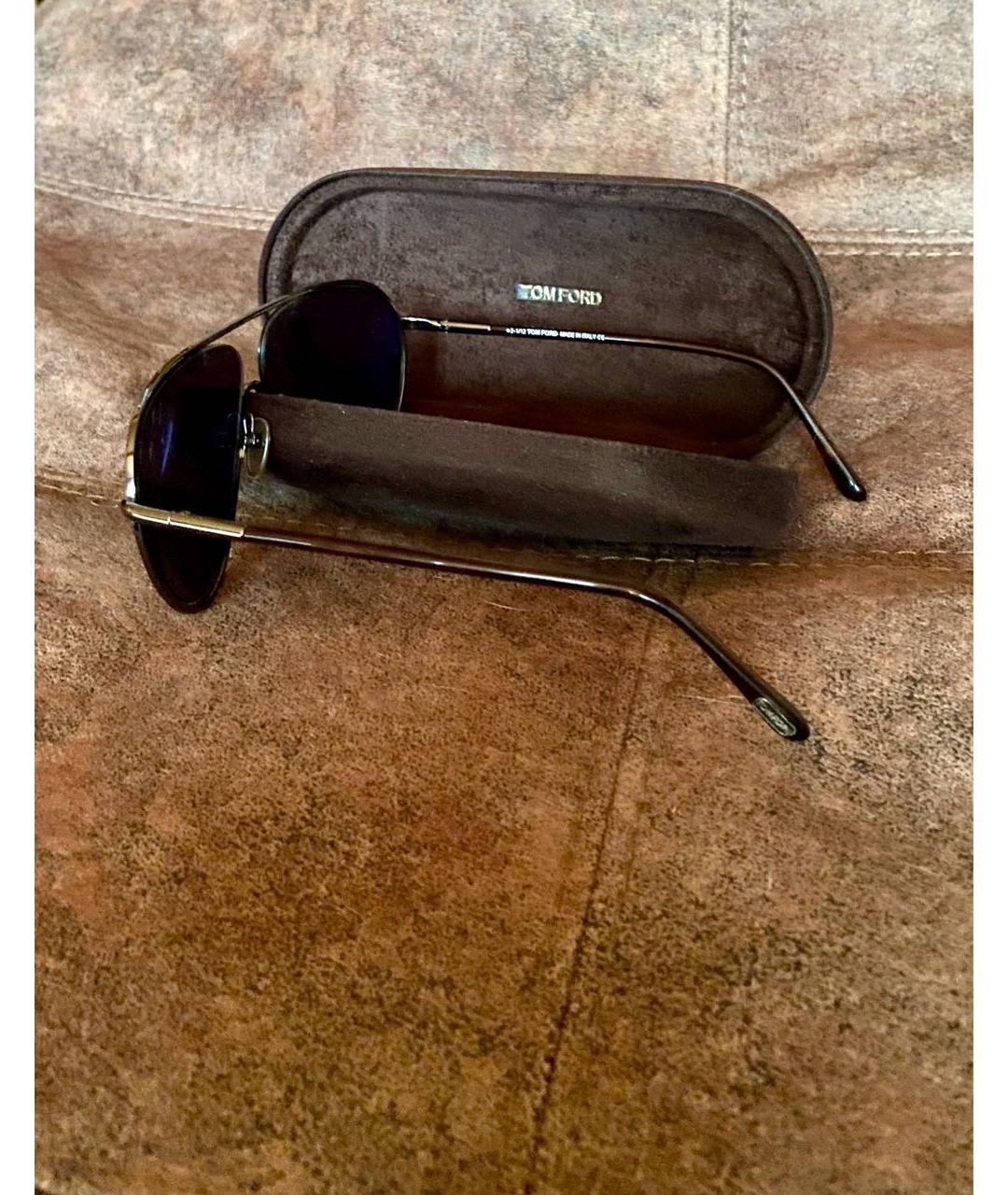 TOM FORD Коричневые металлические солнцезащитные очки, фото 3