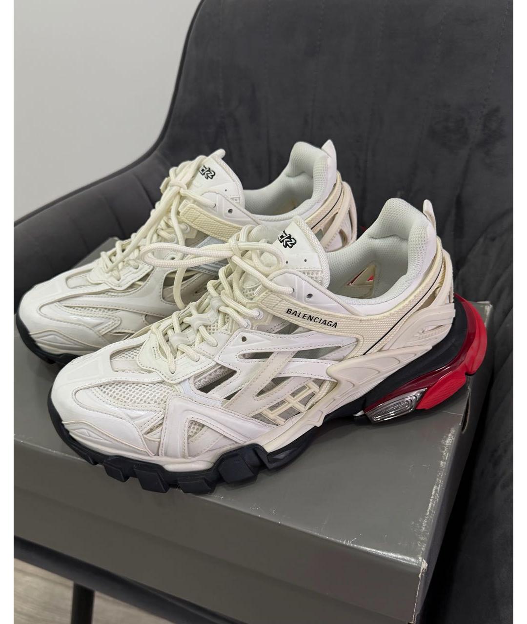 BALENCIAGA Белые синтетические низкие кроссовки / кеды, фото 3
