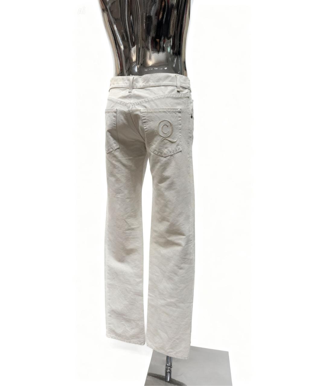 ALEXANDER MCQUEEN Белые хлопко-льняные прямые джинсы, фото 2