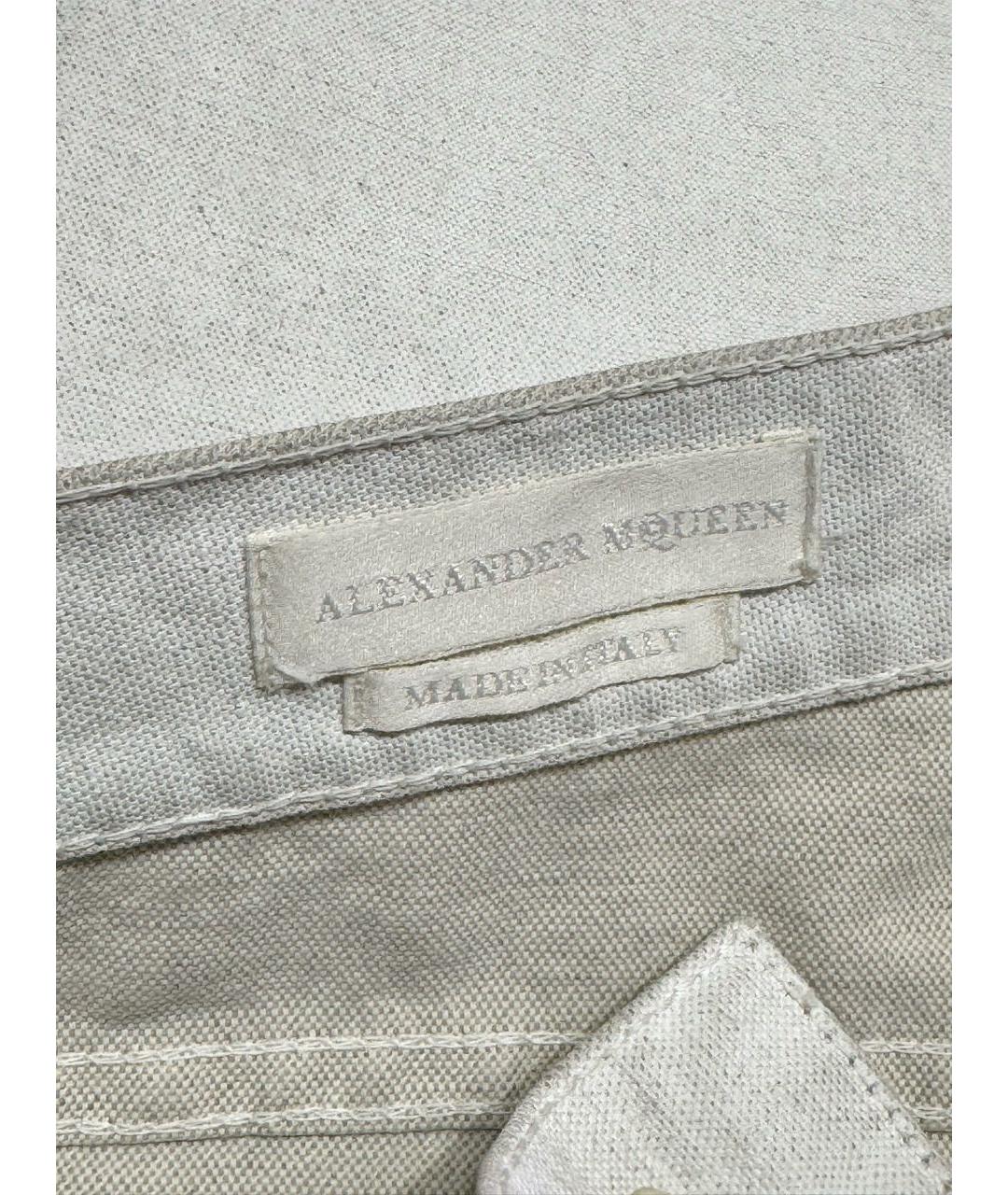 ALEXANDER MCQUEEN Белые хлопко-льняные прямые джинсы, фото 8