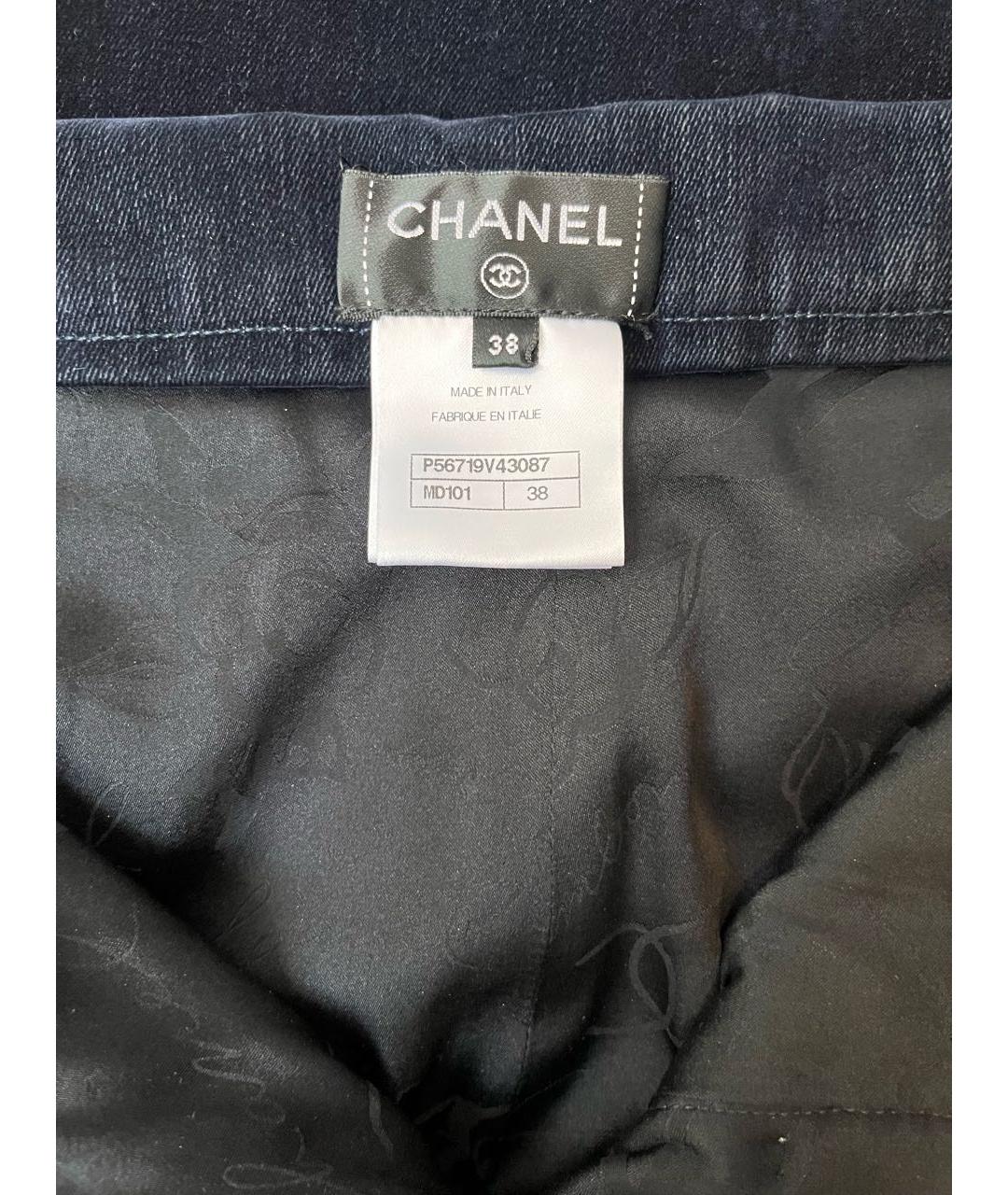 CHANEL Темно-синие хлопковые прямые брюки, фото 5