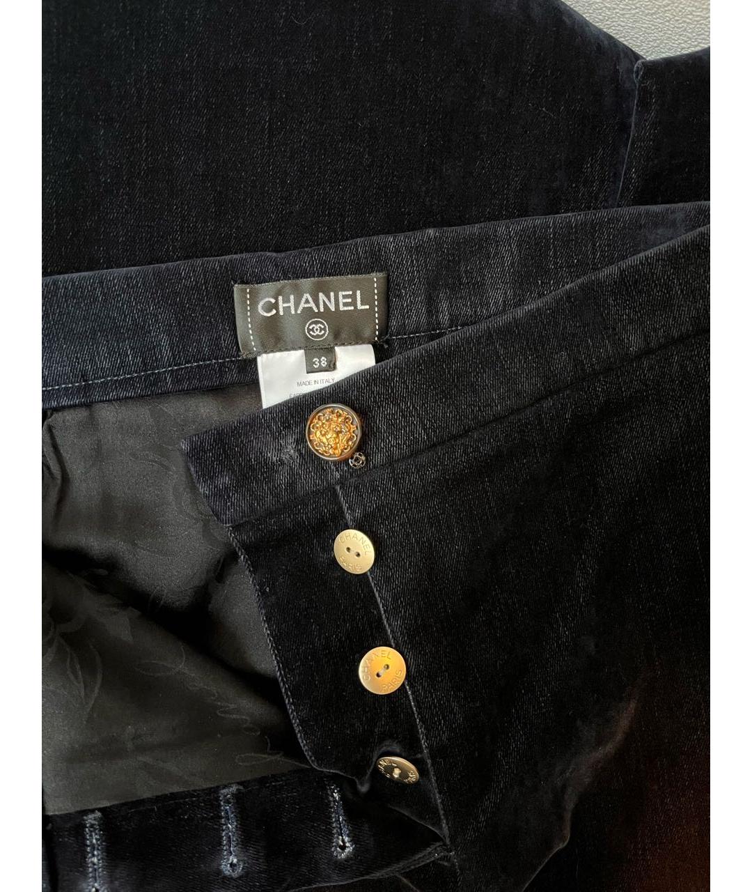 CHANEL Темно-синие хлопковые прямые брюки, фото 3