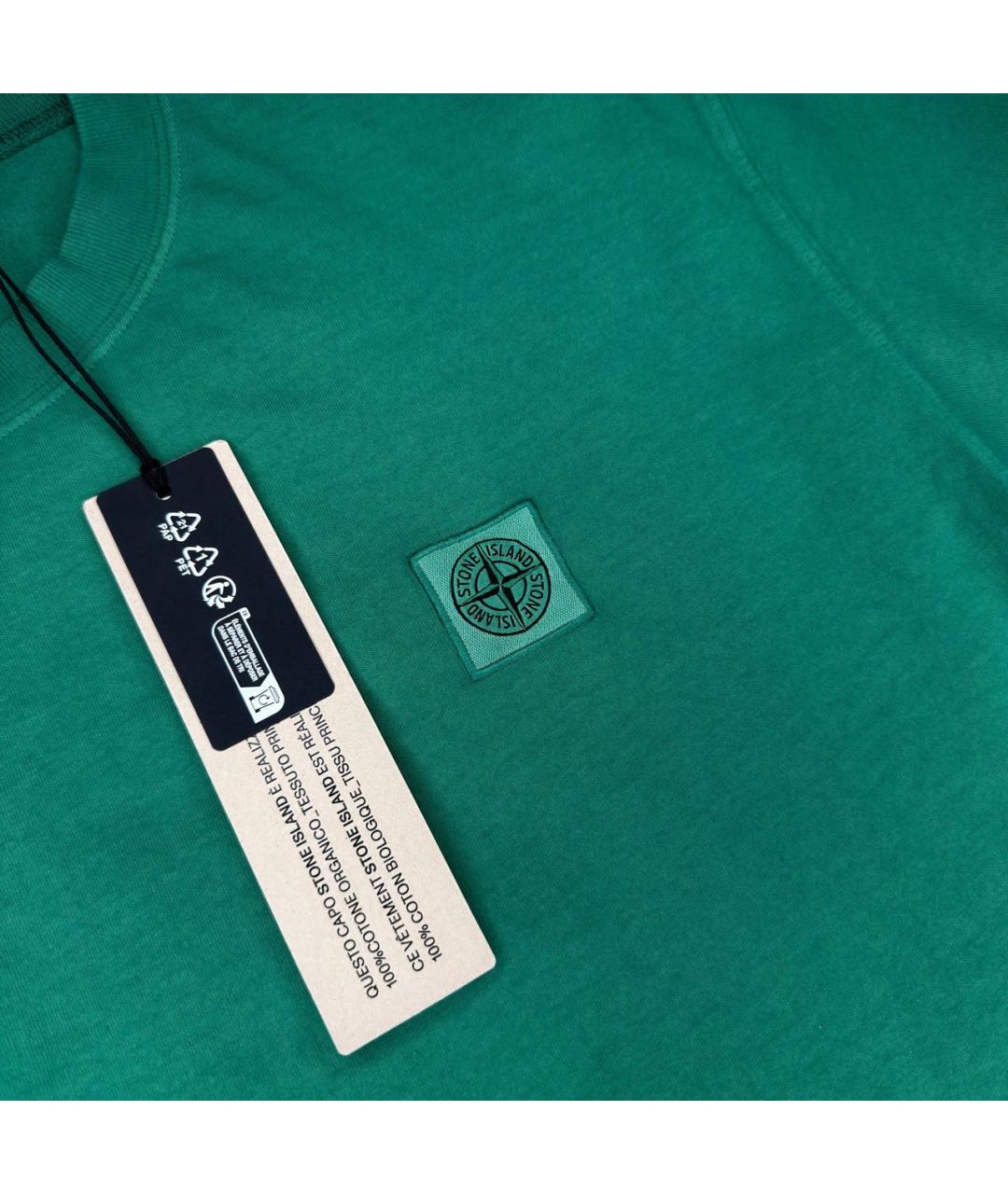 STONE ISLAND Зеленая хлопковая футболка, фото 2