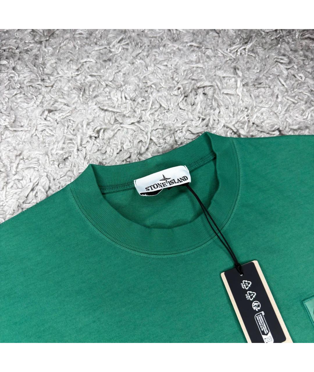 STONE ISLAND Зеленая хлопковая футболка, фото 3