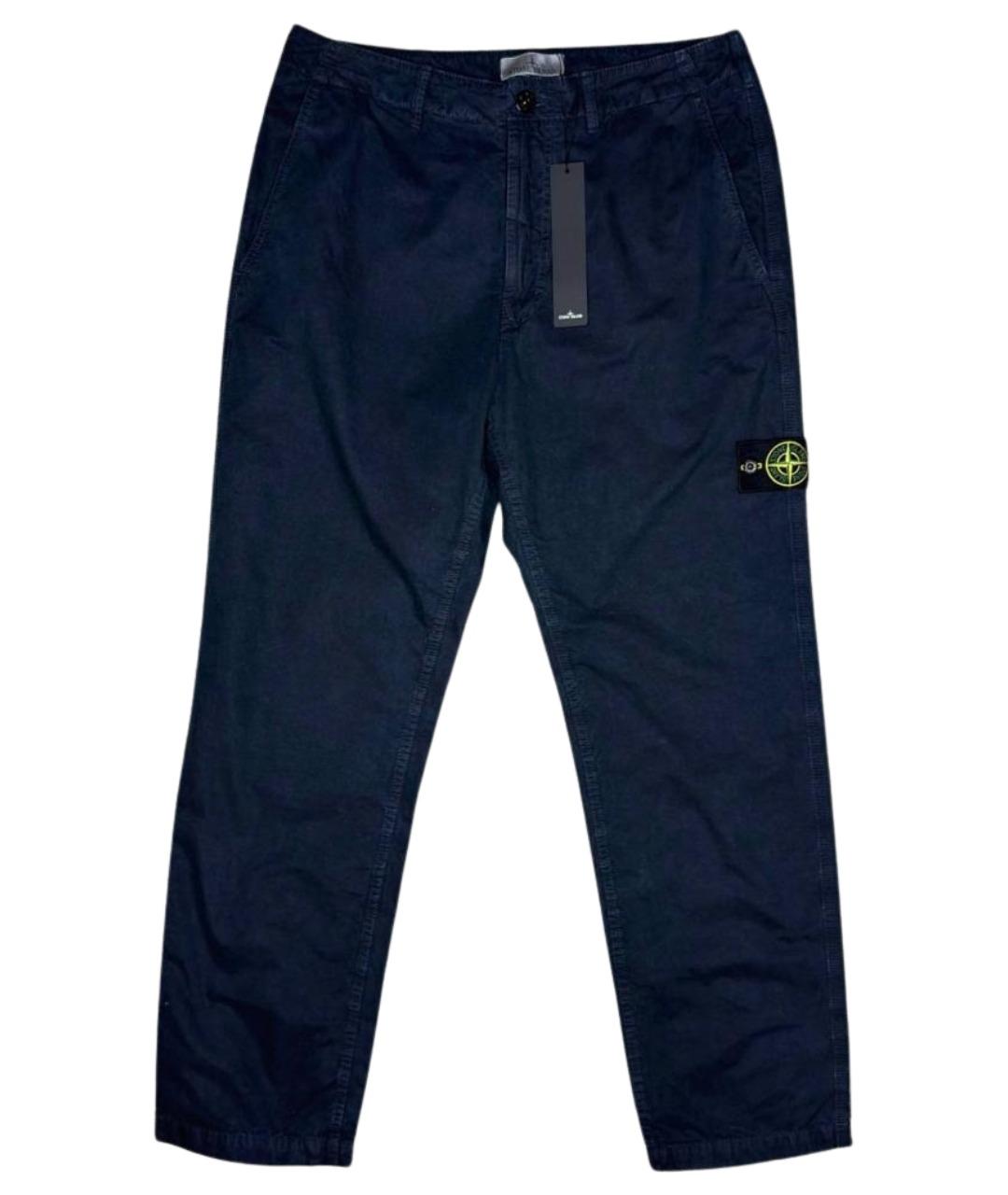 STONE ISLAND Темно-синие хлопковые брюки чинос, фото 1