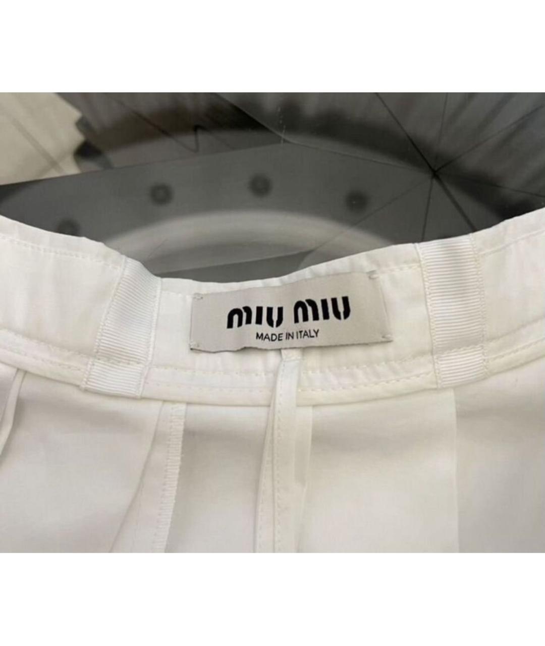 MIU MIU Белая хлопковая юбка мини, фото 3
