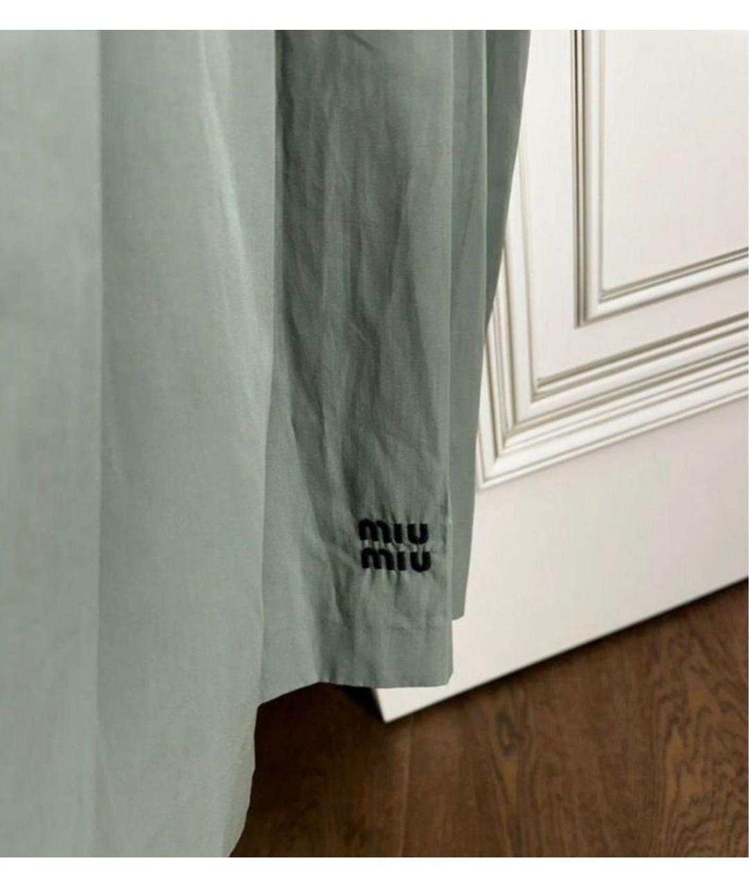 MIU MIU Зеленая хлопковая юбка мини, фото 2