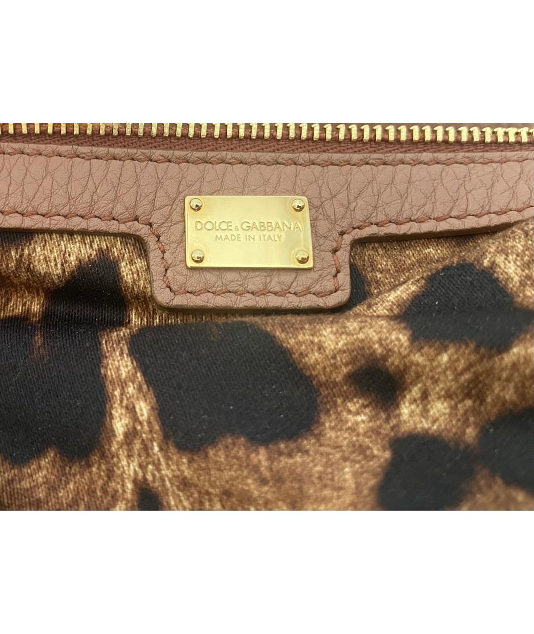 DOLCE&GABBANA Розовая кожаная сумка с короткими ручками, фото 6