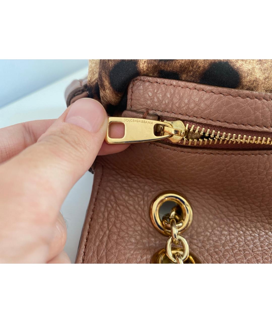 DOLCE&GABBANA Розовая кожаная сумка с короткими ручками, фото 5