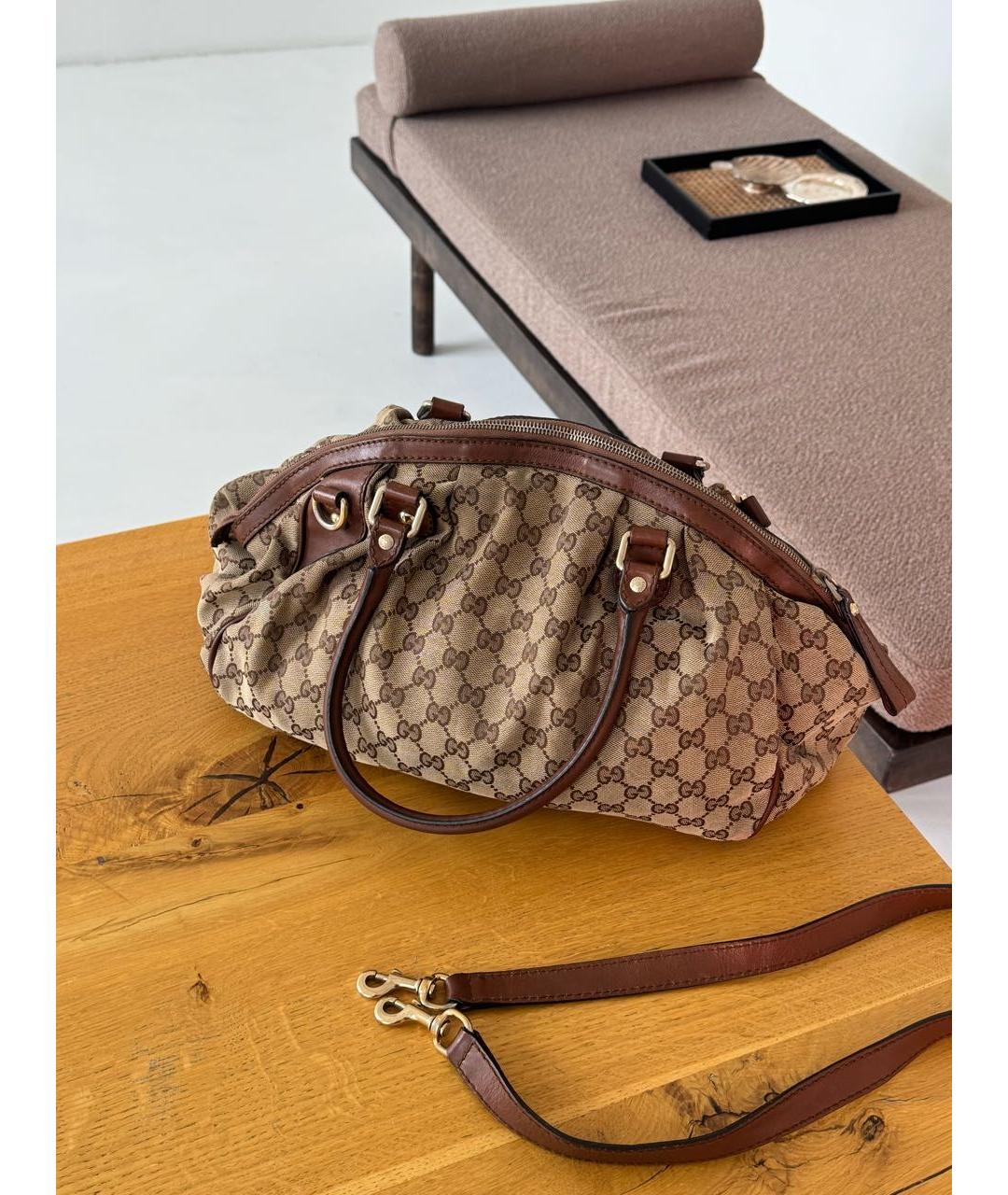 GUCCI Коричневая жаккардовая сумка тоут, фото 2