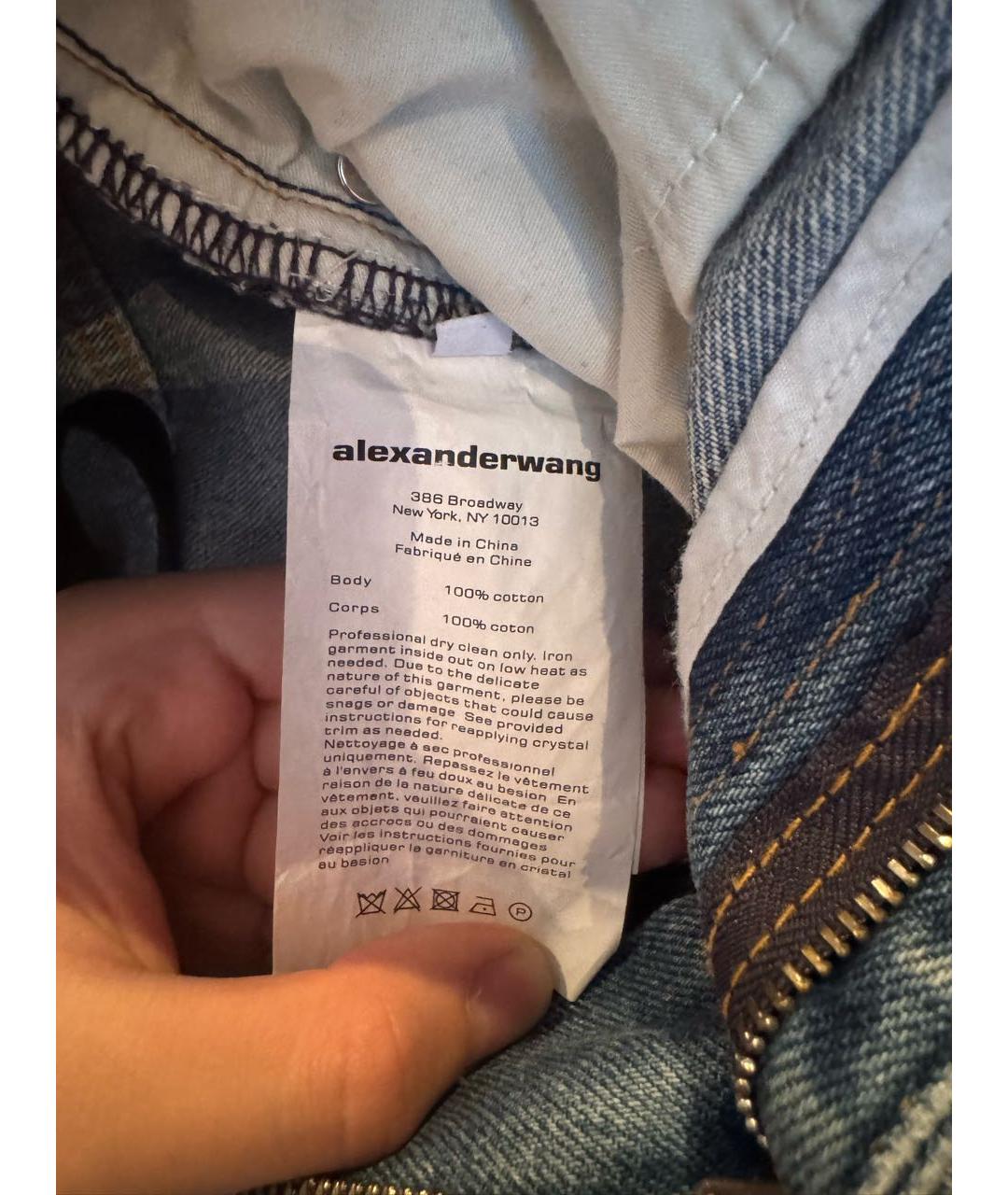 ALEXANDER WANG Синие хлопковые прямые джинсы, фото 5