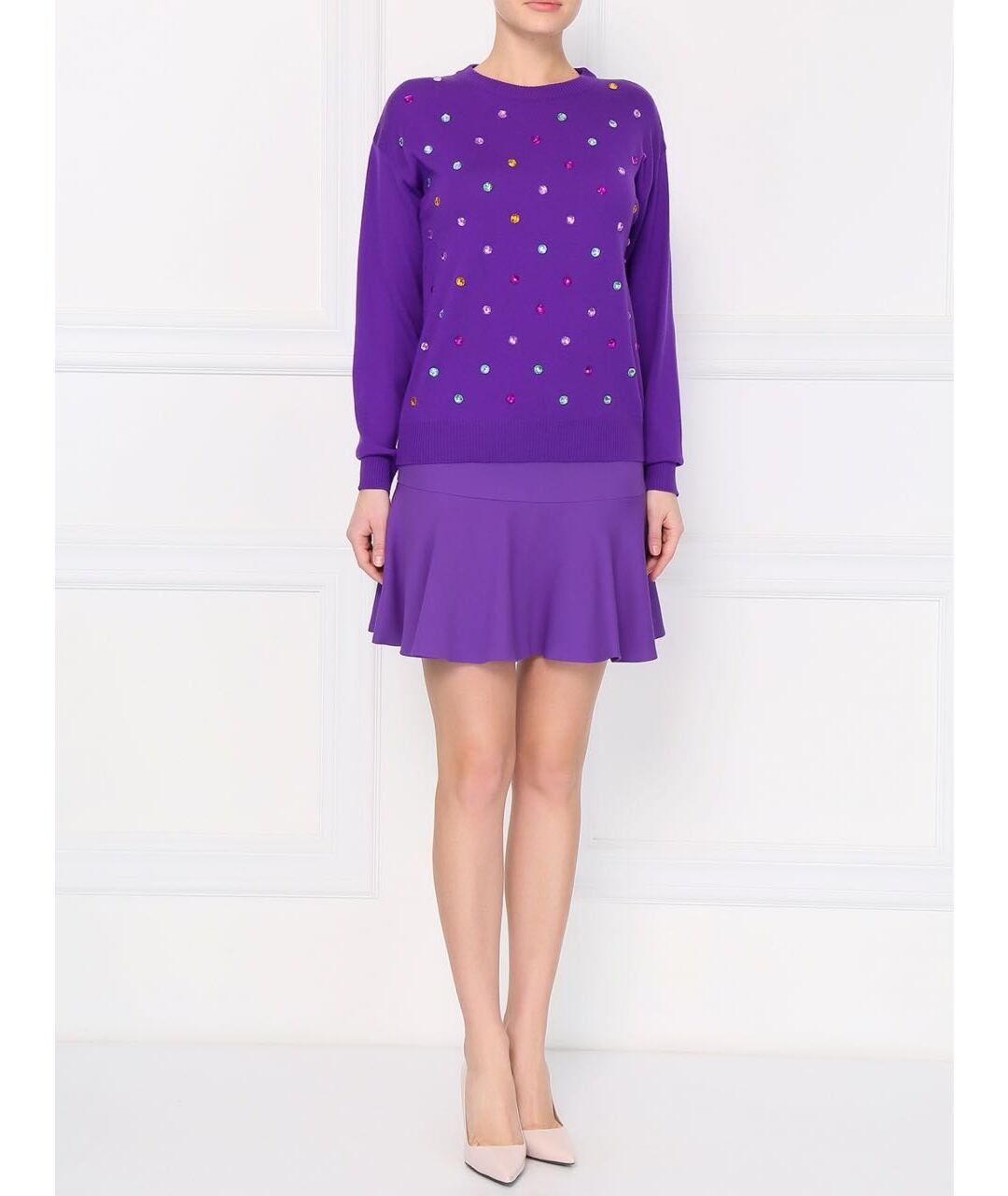 BOUTIQUE MOSCHINO Фиолетовая шерстяная юбка мини, фото 2
