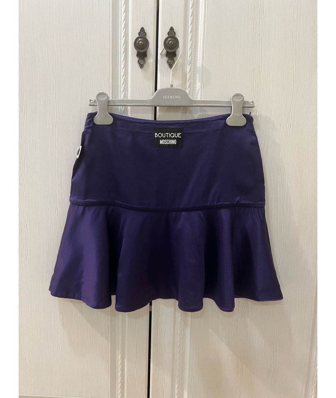 BOUTIQUE MOSCHINO Фиолетовая шерстяная юбка мини, фото 5