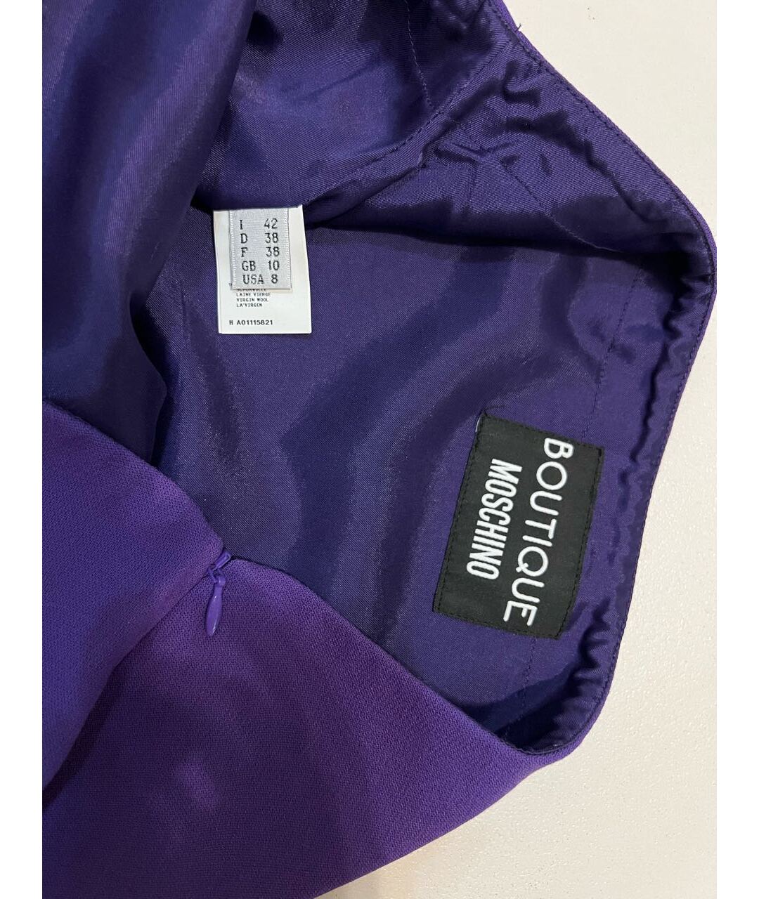 BOUTIQUE MOSCHINO Фиолетовая шерстяная юбка мини, фото 7