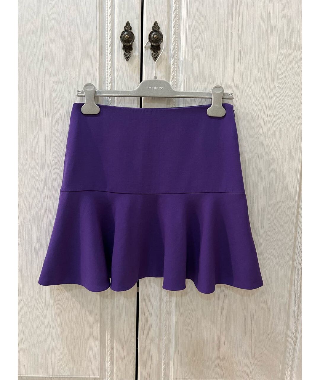 BOUTIQUE MOSCHINO Фиолетовая шерстяная юбка мини, фото 4