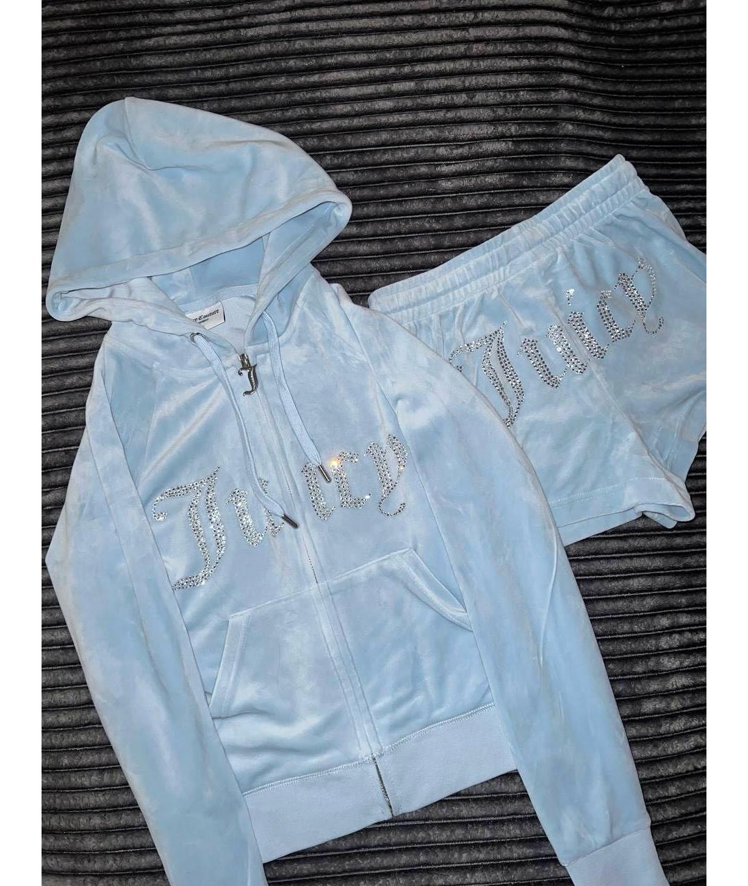 JUICY COUTURE Голубой велюровый спортивные костюмы, фото 2