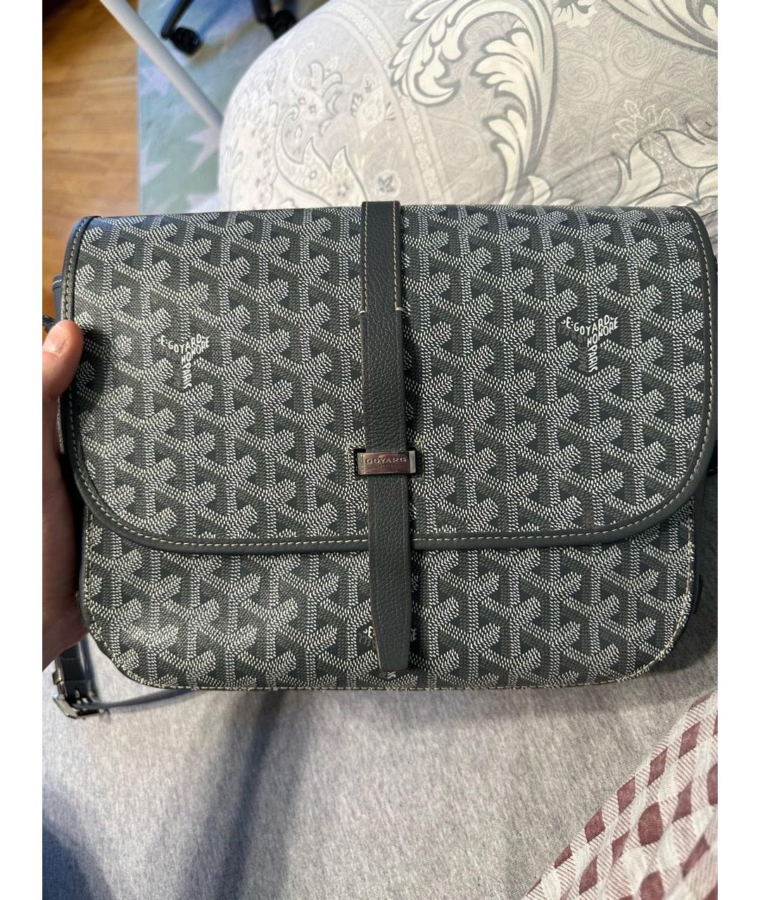 GOYARD Антрацитовая кожаная сумка на плечо, фото 9