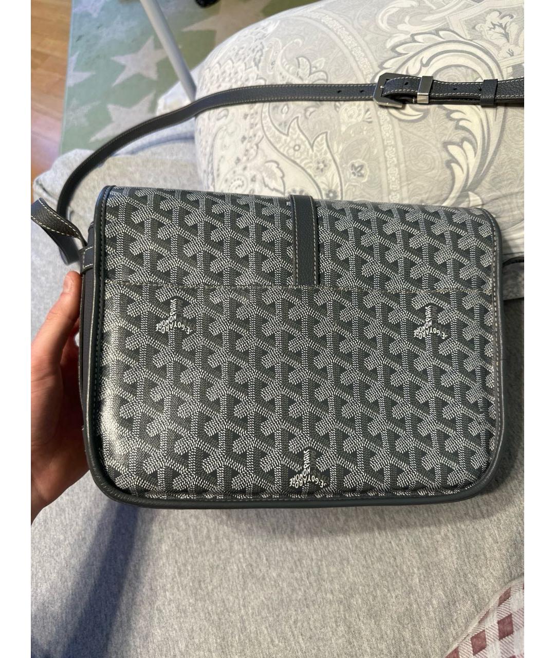 GOYARD Антрацитовая кожаная сумка на плечо, фото 2