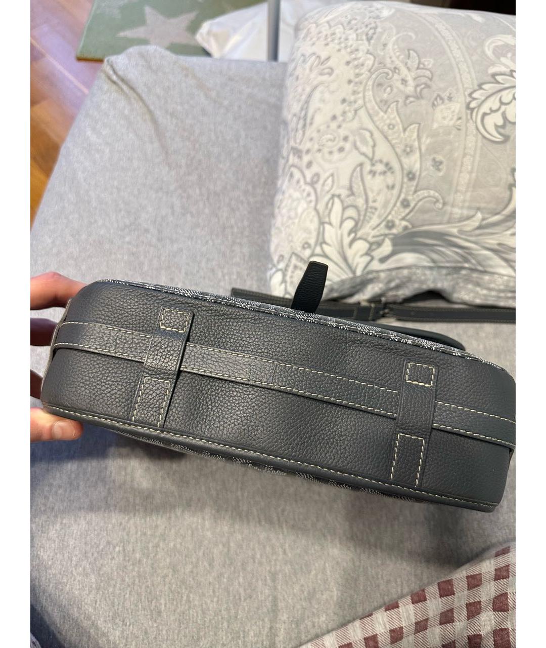 GOYARD Антрацитовая кожаная сумка на плечо, фото 7