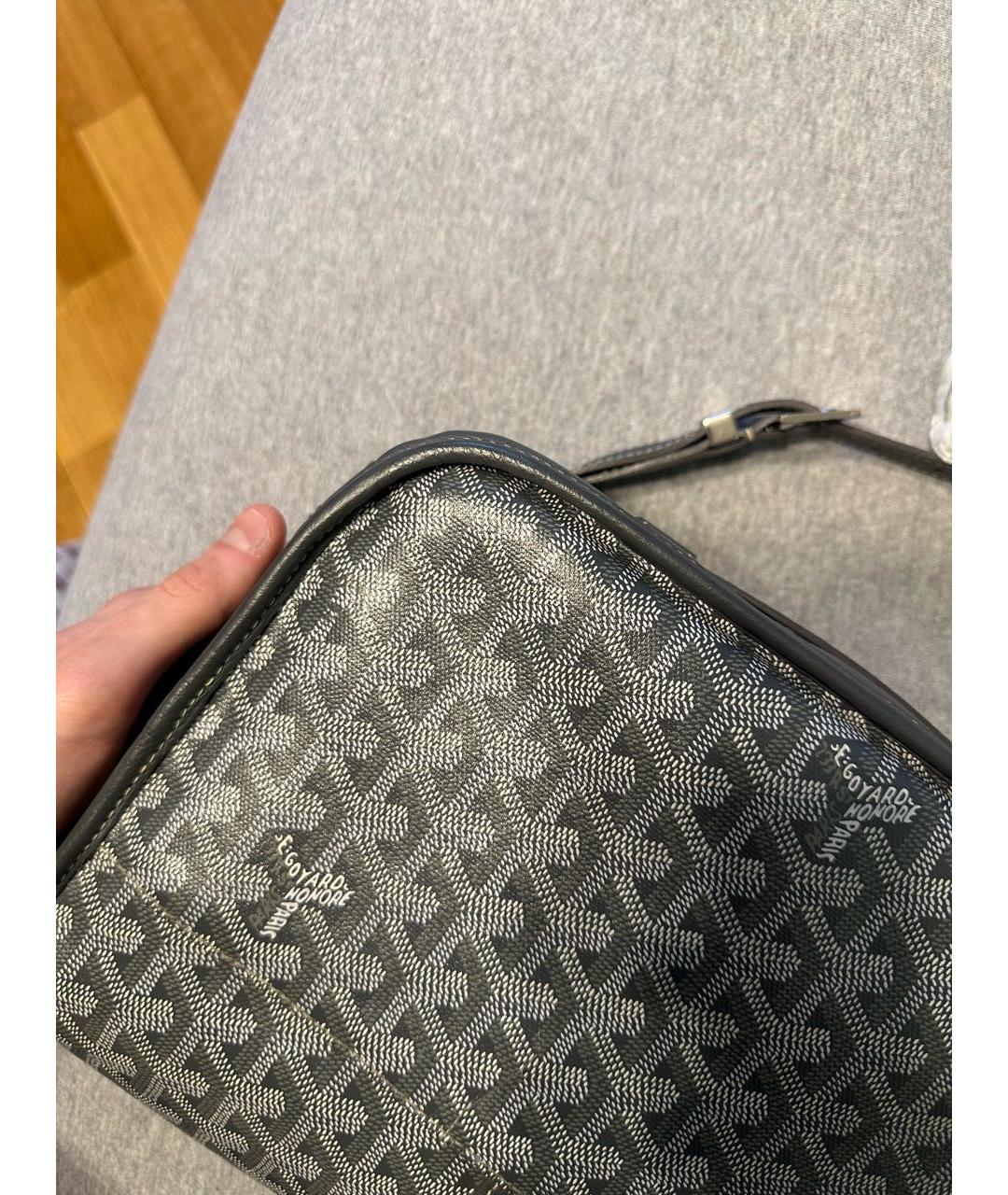 GOYARD Антрацитовая кожаная сумка на плечо, фото 4