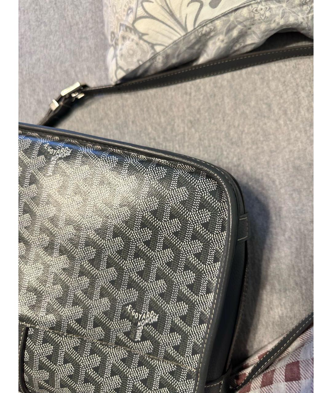 GOYARD Антрацитовая кожаная сумка на плечо, фото 3