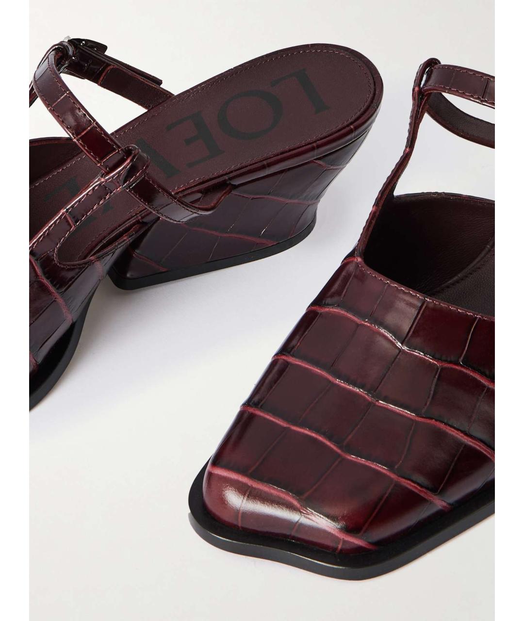 LOEWE Бордовые кожаные туфли, фото 3