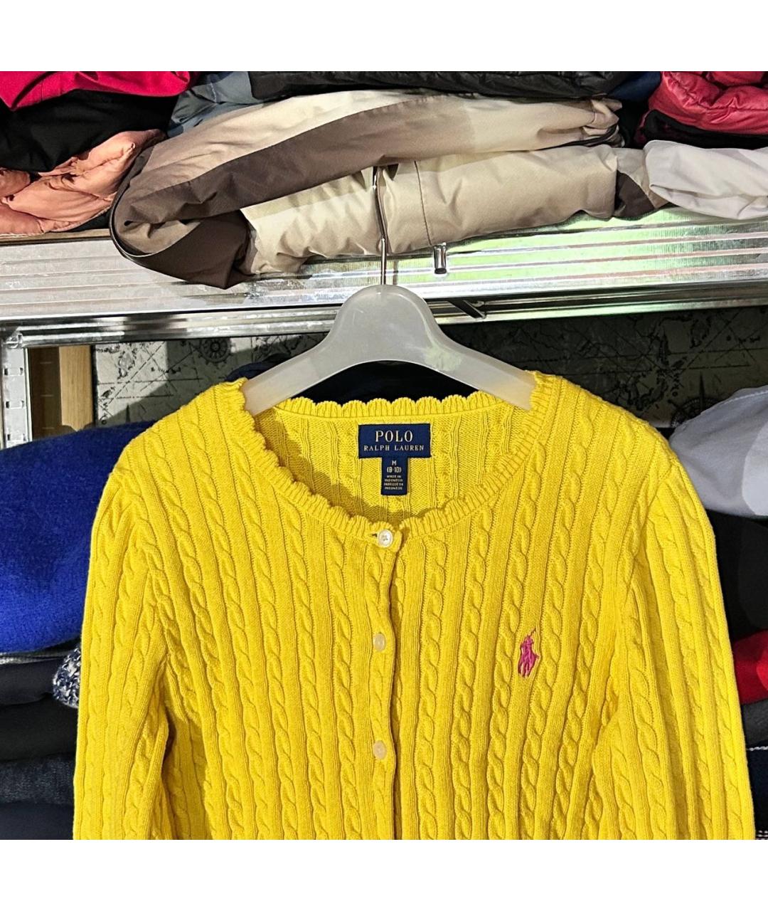 POLO RALPH LAUREN Желтый хлопковый кардиган, фото 3